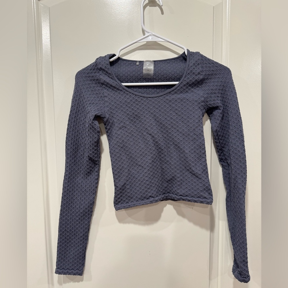 Aritizia Seamless Long-Sleeve Textured Scoop Neck Top - Slate Blue
